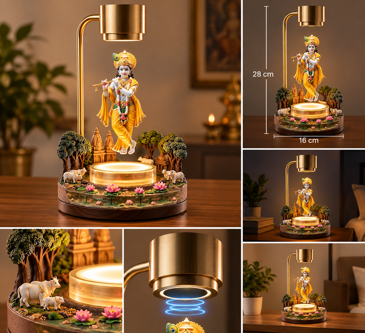 Floating Krishna LED Lamp – Divine & Elegant Home Décor