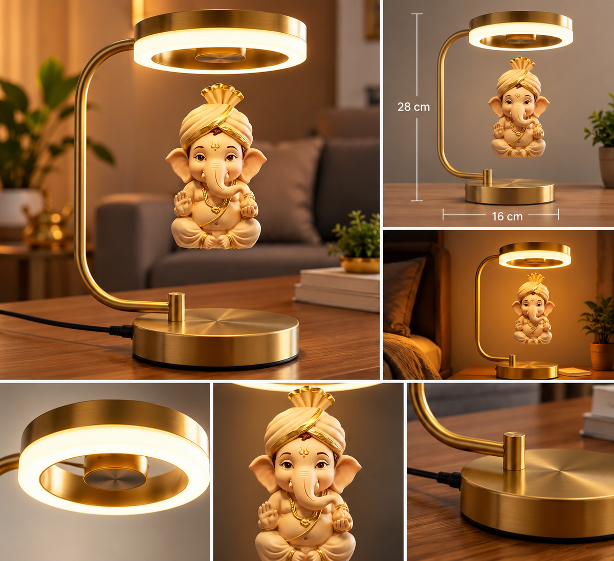 Floating Lord Ganesha LED Lamp | Magnetic Levitation Decorative Table Lamp | Divine Home & Pooja Décor | Unique Gift for Home, Office & Festive Occasions