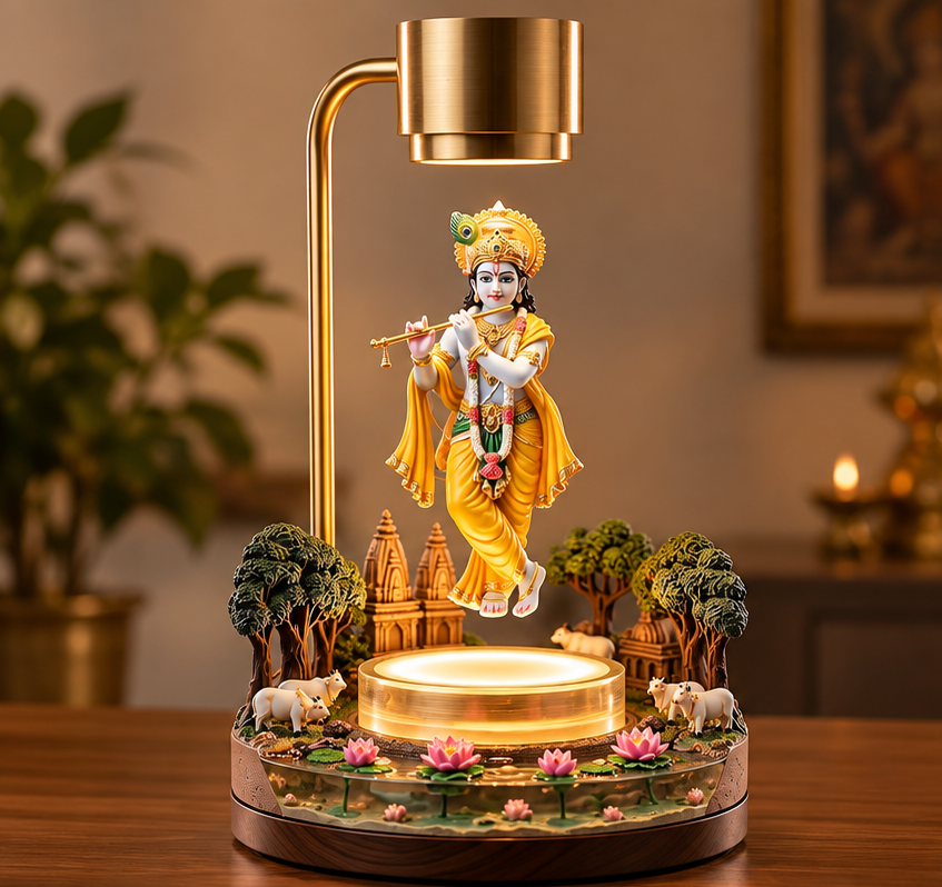 Floating Krishna LED Lamp – Divine & Elegant Home Décor