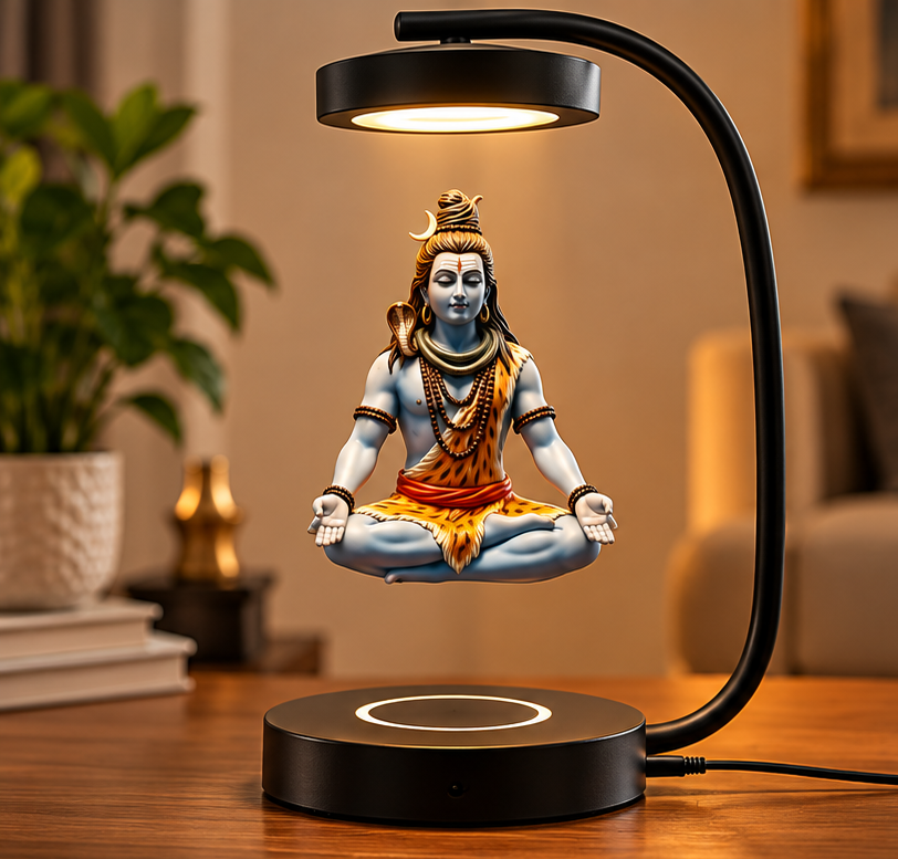 Floating Lord Shiva LED Lamp | Magnetic Levitation Decorative Table Lamp | Modern Spiritual Home & Pooja Décor | Unique Gift for Mahadev Devotees