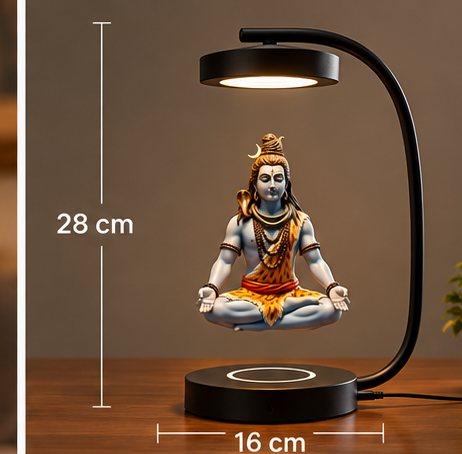 Floating Lord Shiva LED Lamp | Magnetic Levitation Decorative Table Lamp | Modern Spiritual Home & Pooja Décor | Unique Gift for Mahadev Devotees