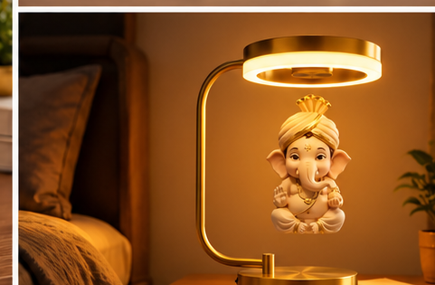 Floating Lord Ganesha LED Lamp | Magnetic Levitation Decorative Table Lamp | Divine Home & Pooja Décor | Unique Gift for Home, Office & Festive Occasions