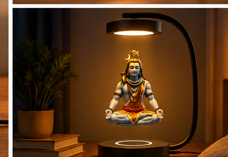 Floating Lord Shiva LED Lamp | Magnetic Levitation Decorative Table Lamp | Modern Spiritual Home & Pooja Décor | Unique Gift for Mahadev Devotees