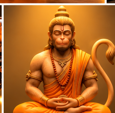 Meditating Lord Hanuman Resin Statue with LED Light | Premium 3D Hanuman Ji Decorative Idol | Spiritual Home Décor | Pooja Room, Office & Gifting