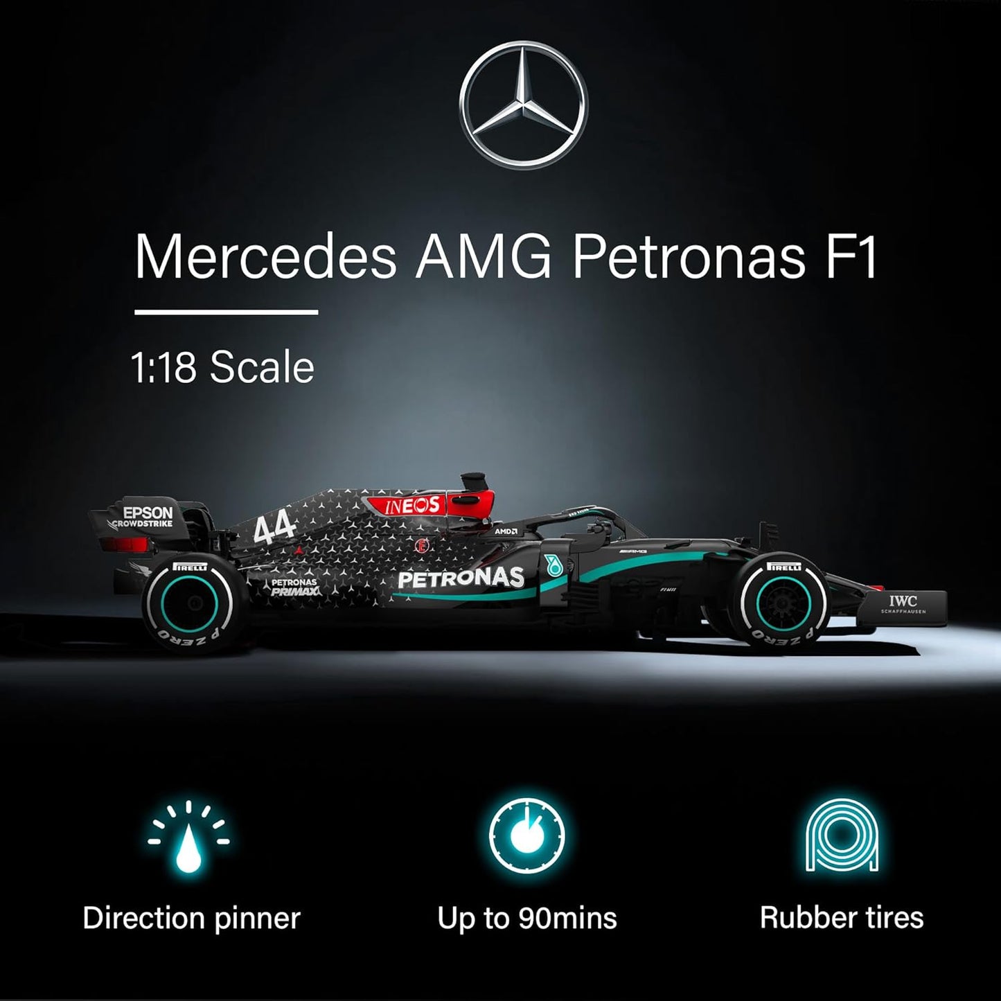 Rastar Authentic Licensed Mercedes-benz F1 W11 RC Car - Detailed Design, 2.4GHz Control | Color :  1:18 Mercedes-benz F1 W11
