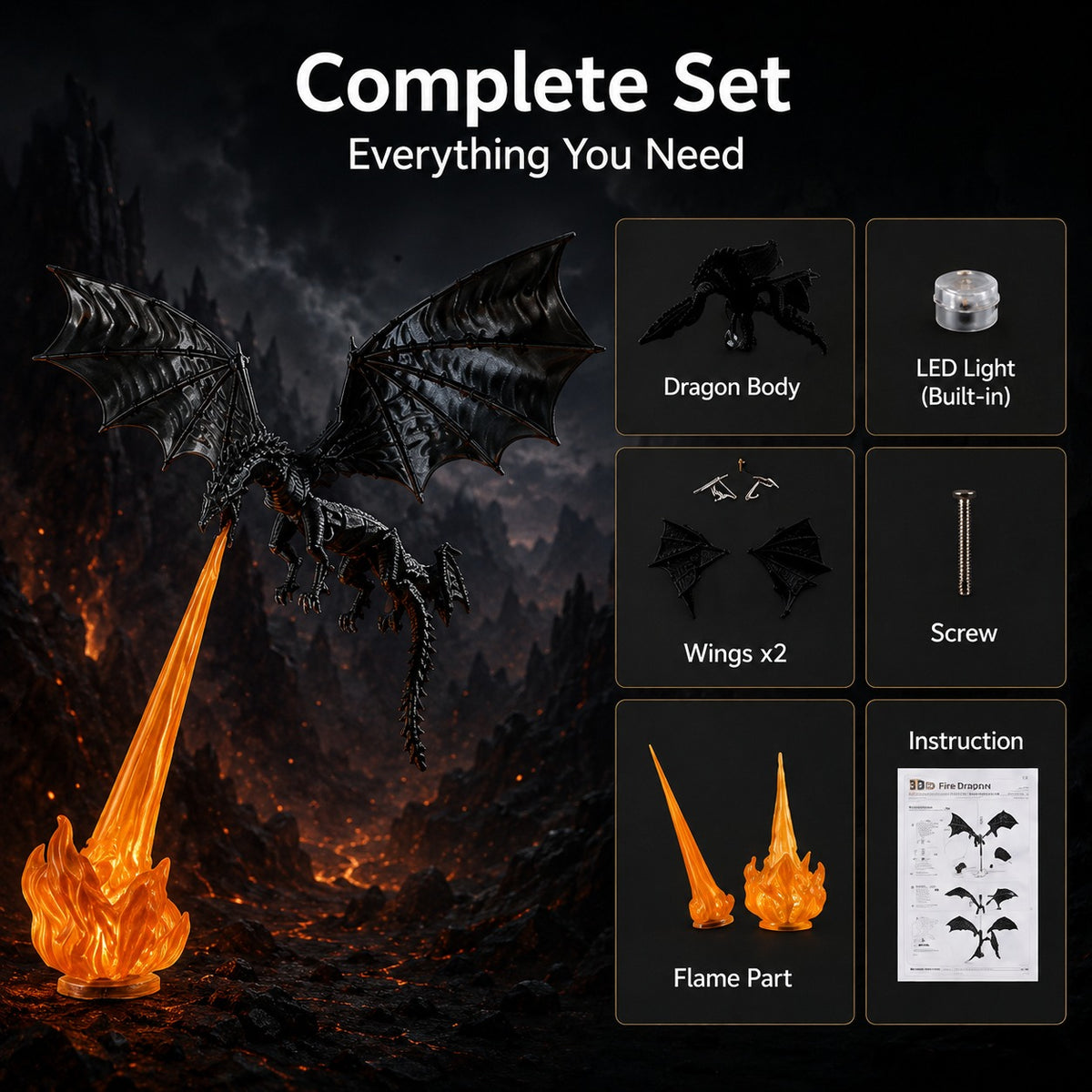 Dragon LED Flame Effect Night Light