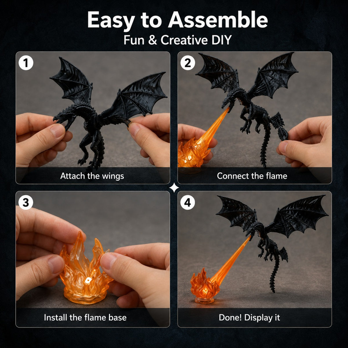 Dragon LED Flame Effect Night Light