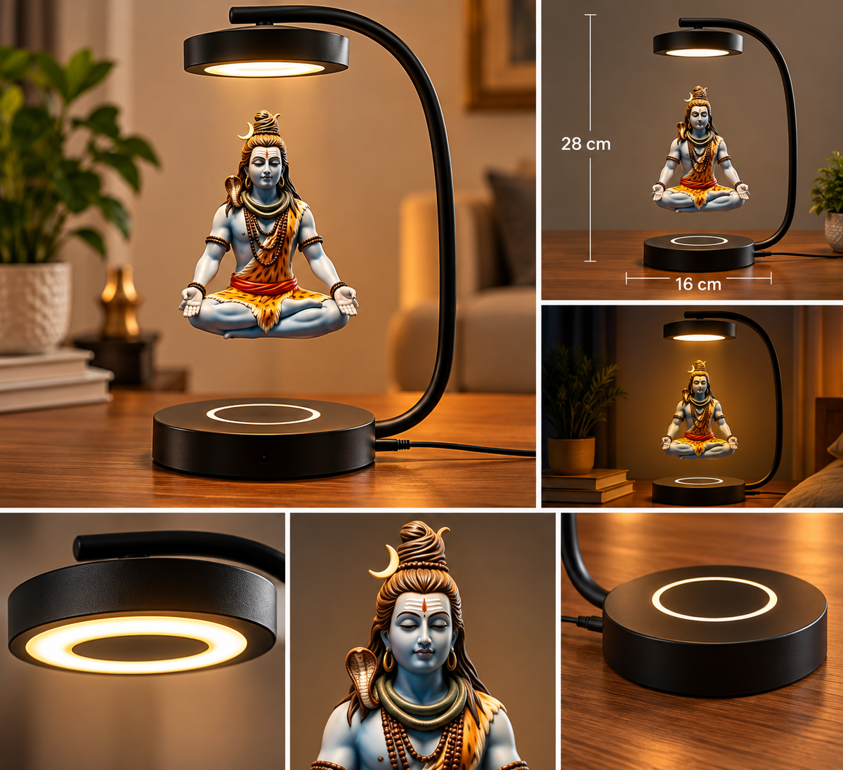 Floating Lord Shiva LED Lamp | Magnetic Levitation Decorative Table Lamp | Modern Spiritual Home & Pooja Décor | Unique Gift for Mahadev Devotees