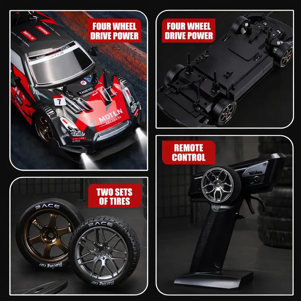High-Speed Drift RC Car – 25 km/h, 4X4 (1:16)• Fiber Red edition