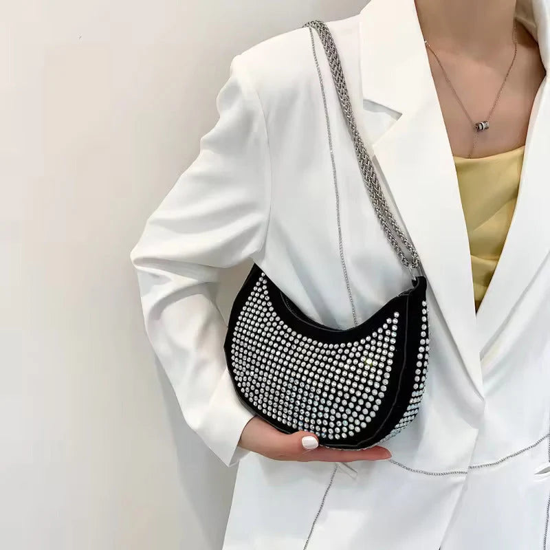 Women’s Textured PU Crossbody Shoulder Bag – Solid Color with Decorative Detail